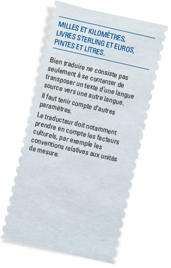 Milles et kilomètres, livres sterling et euros, pintes et litres